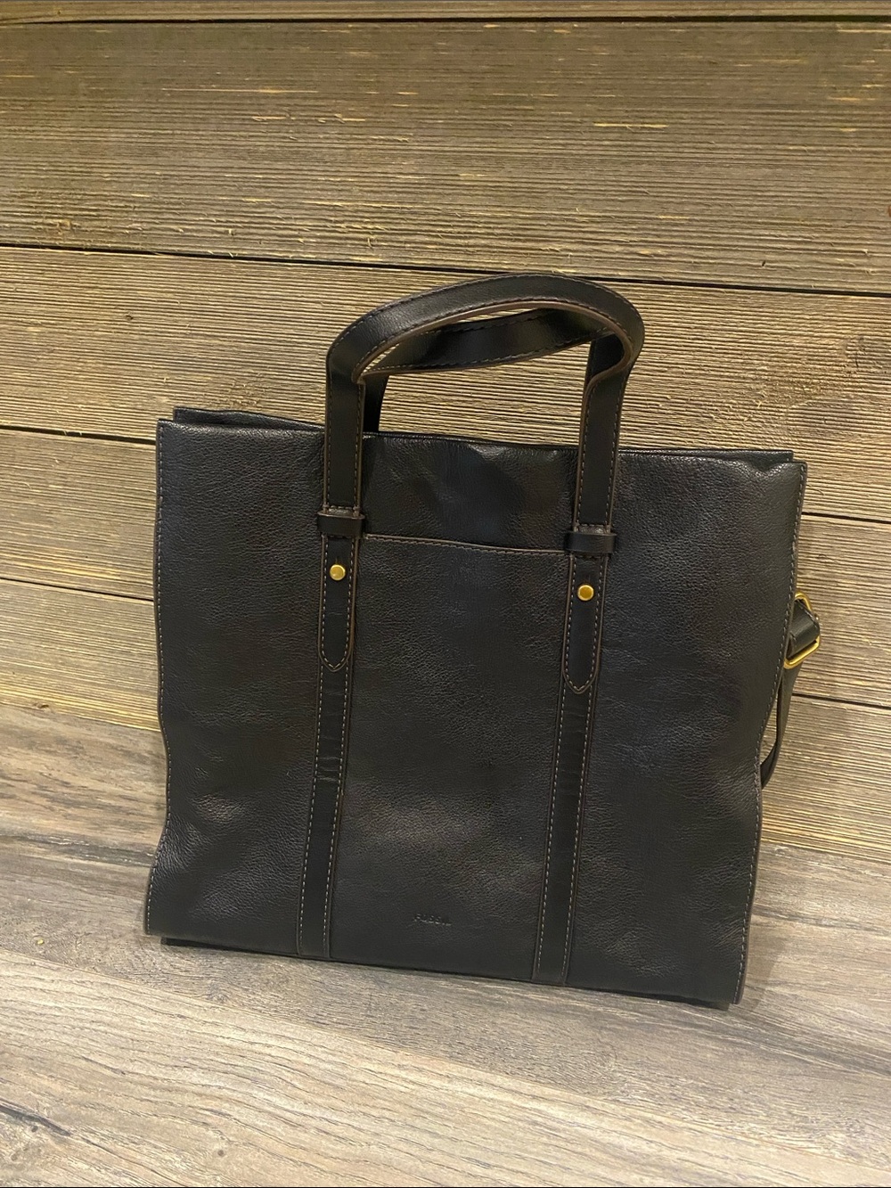 Fossil leather tote